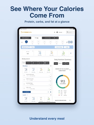 MyFoodData iPad screenshot
