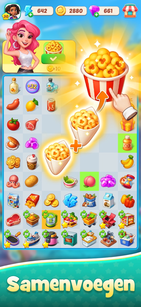 Foodstars: Merge & Cook iOS Mod IPA screenshot 2 - iOS game interface
