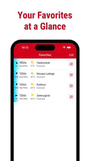 Скриншот Windfinder: ветер и погода на iPhone 7
