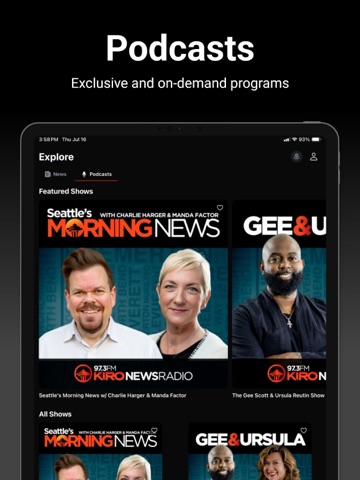 KIRO Newsradio 97.3 FM iPad screenshot