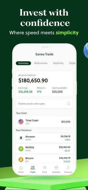 Sarwa: Invest, Trade & Save iPhone screenshot 1