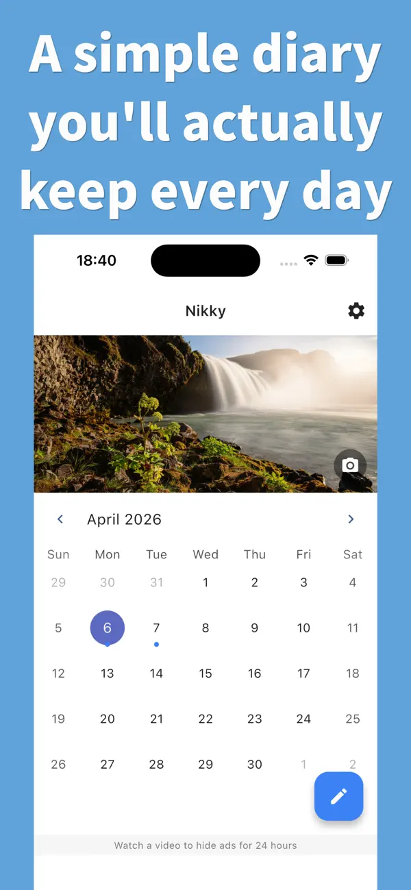 Screenshot #1 pour Simple photo diary app -Nikky-
