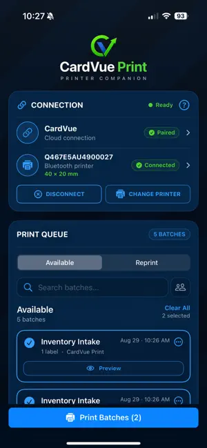 CardVue Print screenshot 1