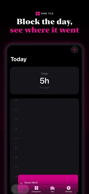 Pink Tile: Time Blocking screenshot 1