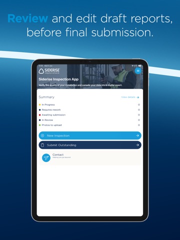 Siderise Inspection App iPad screenshot