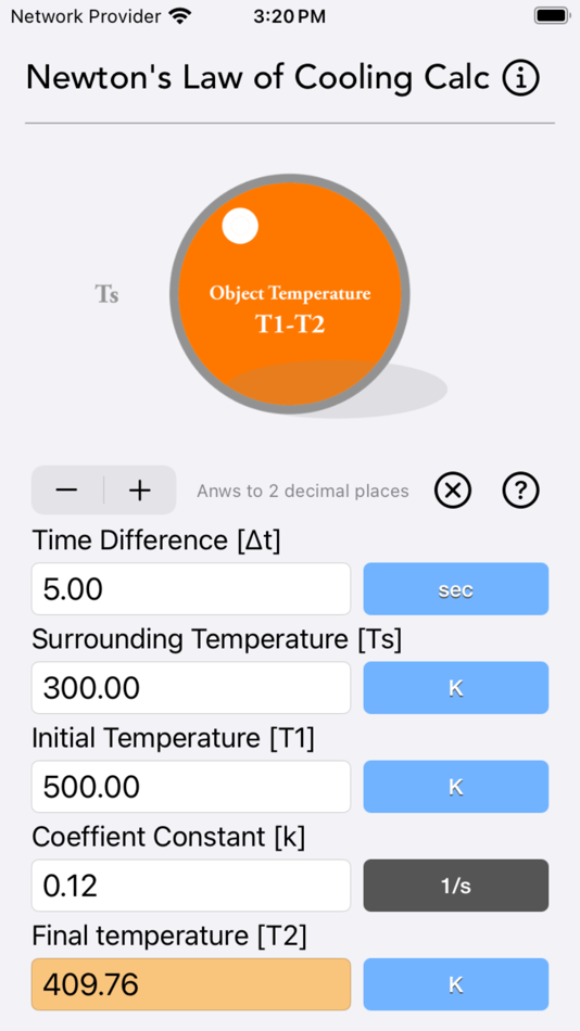 Newton's Law of Cooling Calc - 1.2 - (iOS)