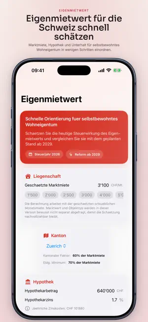 Eigenmietwert Rechner 2026 screenshot 1