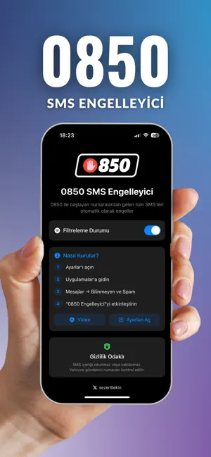 0850 SMS Engelleyici screenshot 1