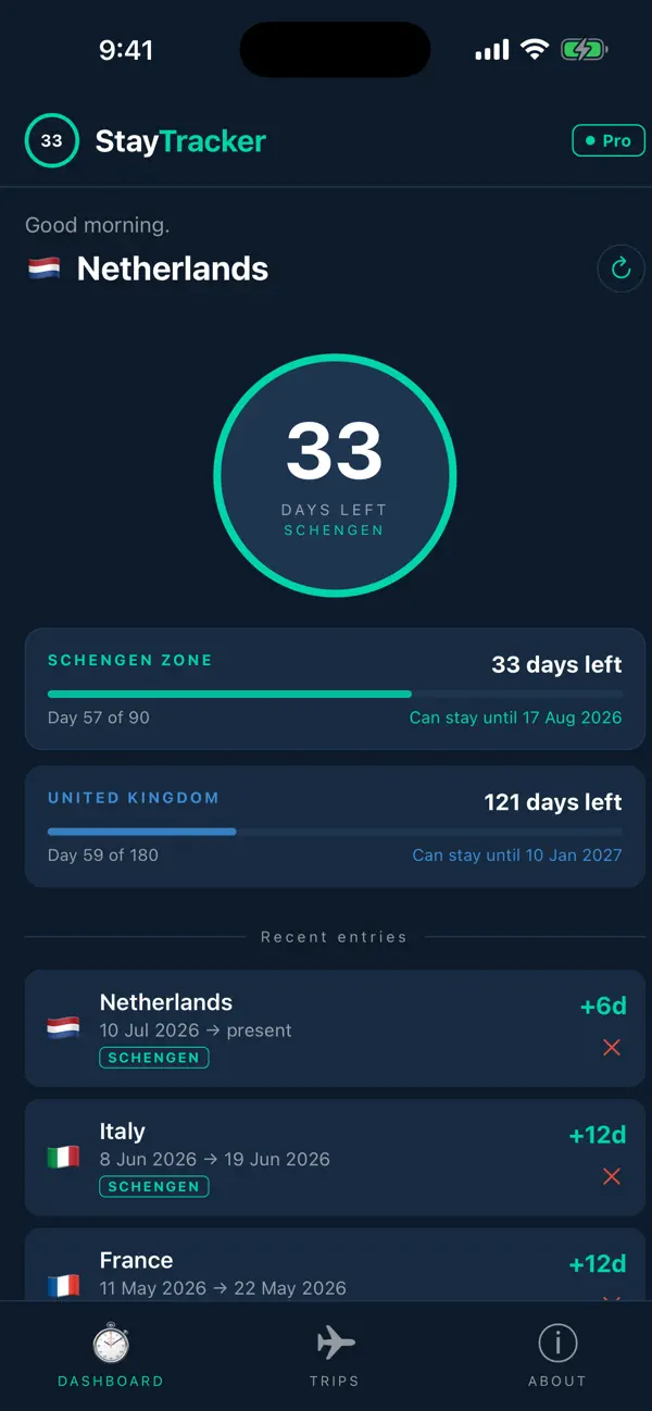 Screenshot #1 pour StayTracker: Visa-Free Travel