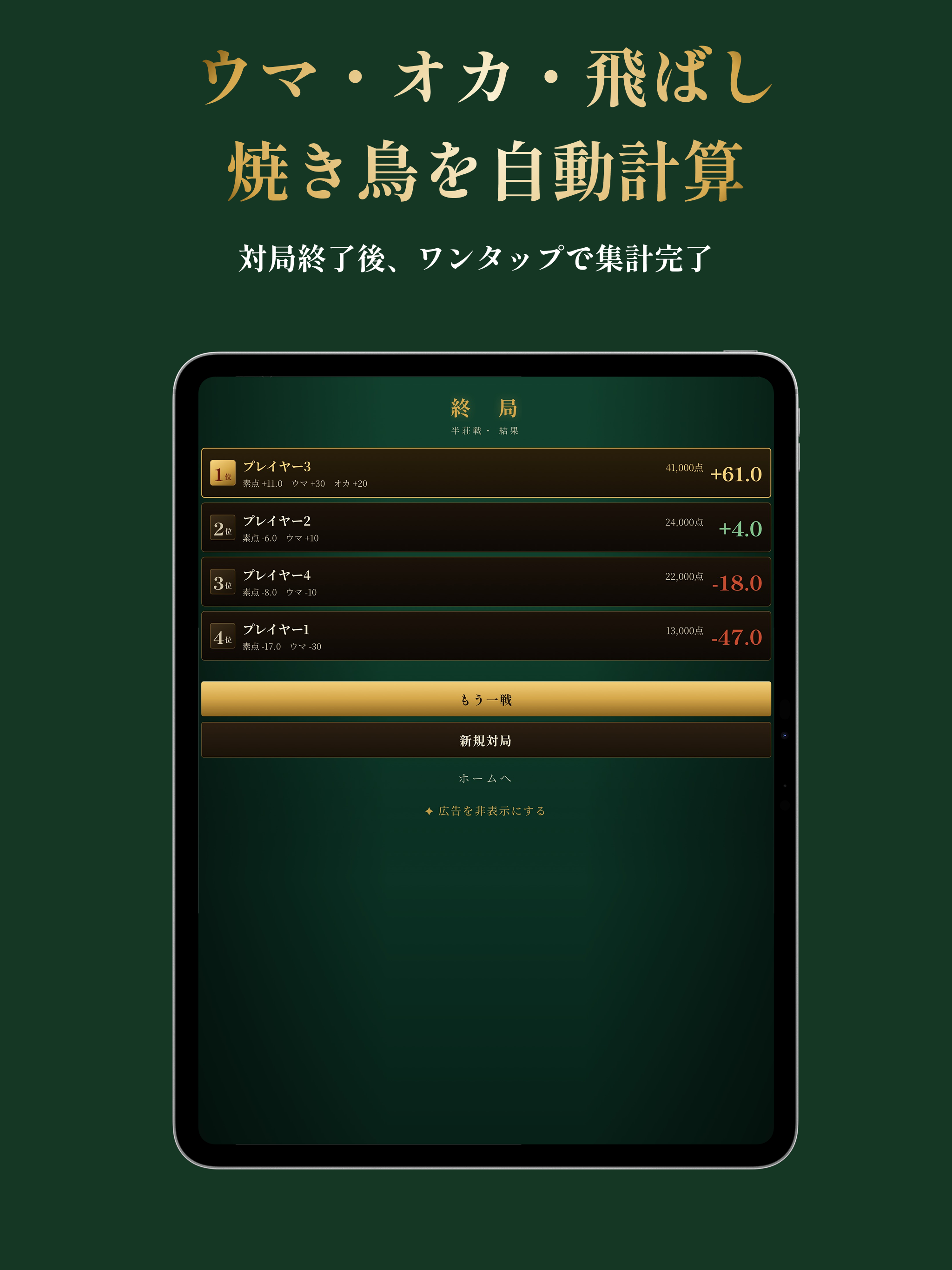 麻雀点数卓 - 点数計算・スコア管理