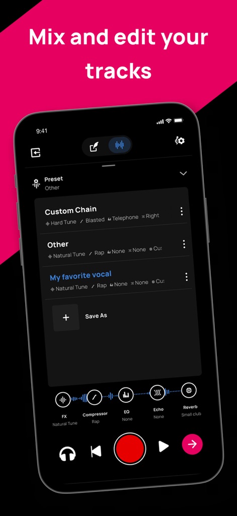 Voloco: Vocal Recording Studio - Preset Management