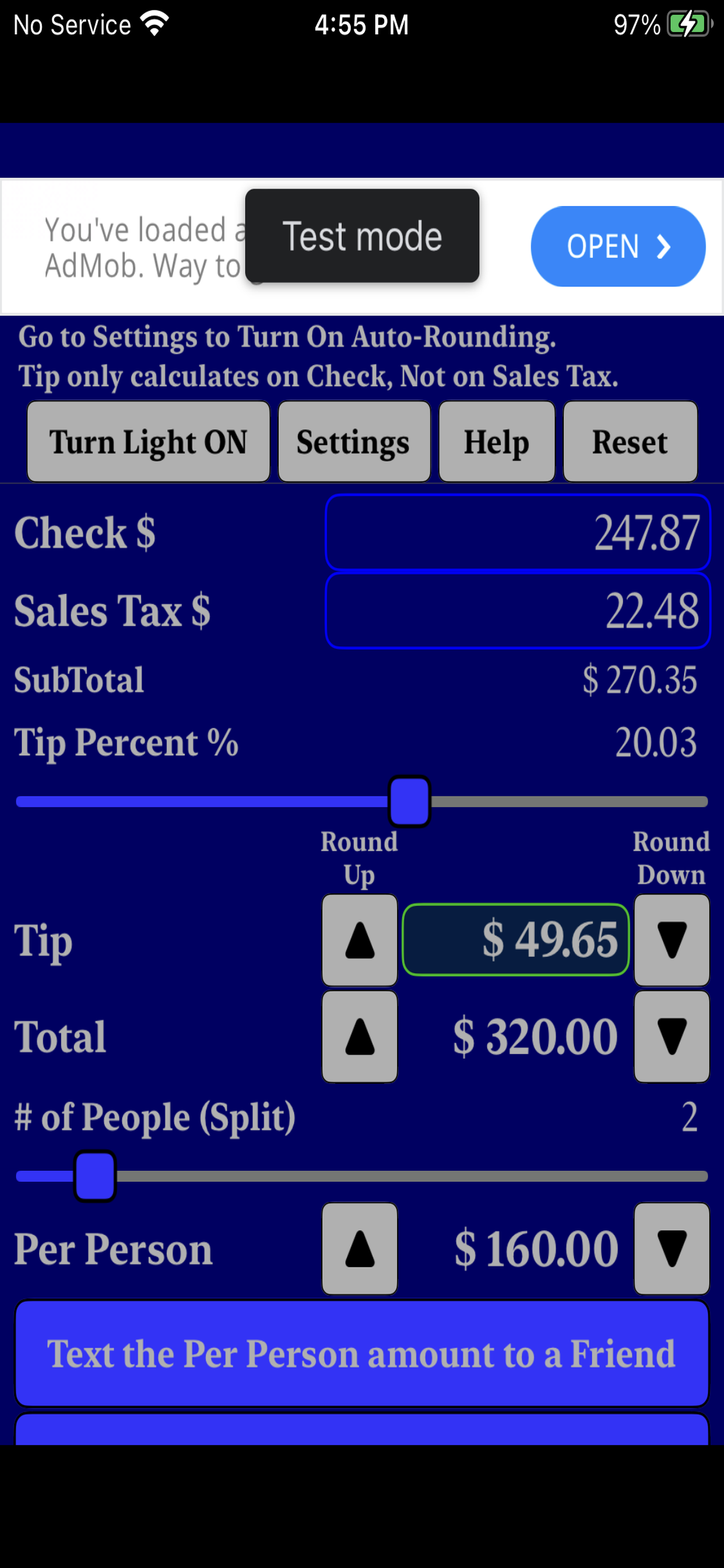 Restaurant Tip Split Calc screenshot 1