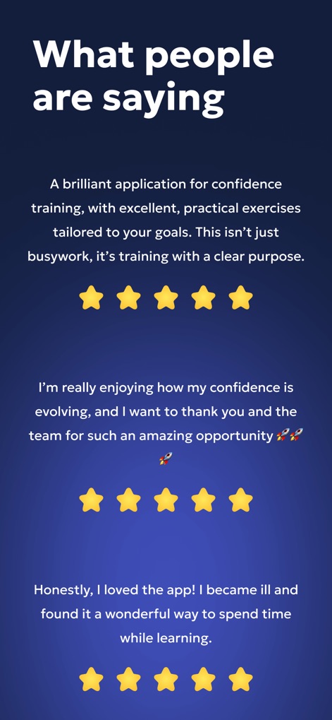 Vocal Image: AI Speaking Coach - Read authentic testimonials from users, highlighting their positive experiences and the consistent five-star ratings earned by the app.