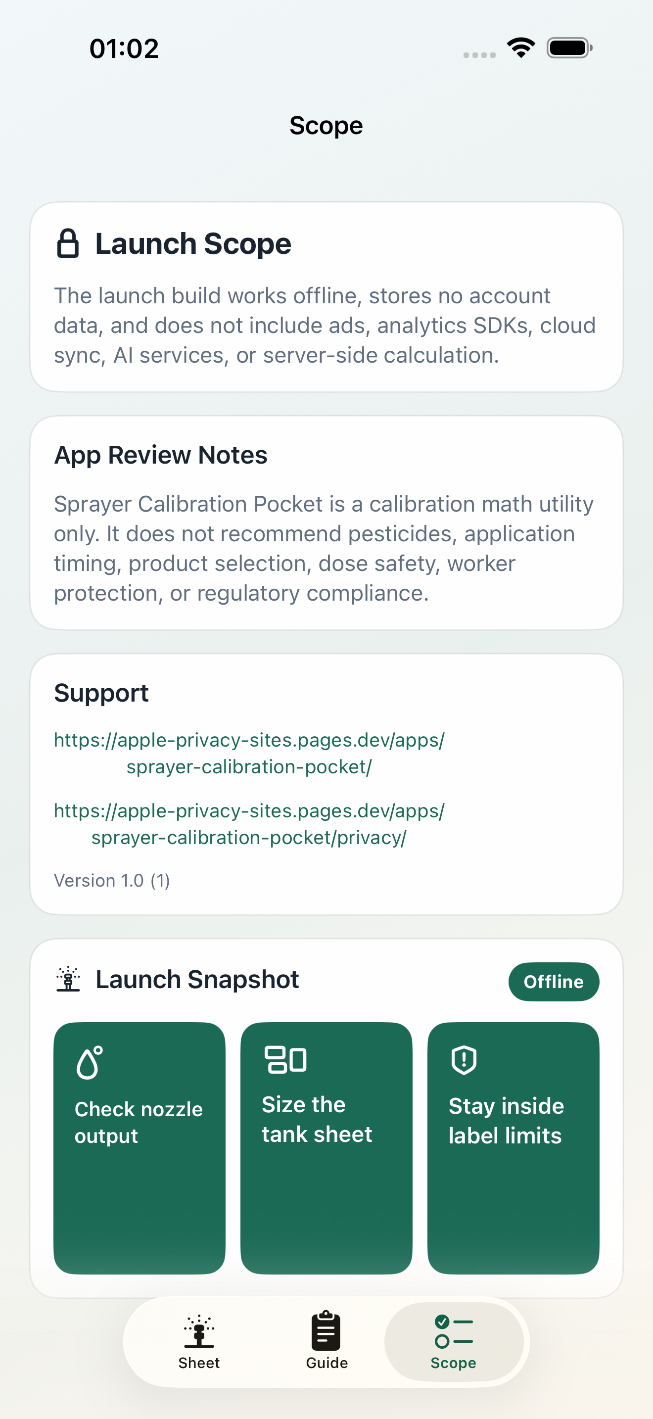 Sprayer Calibration Pocket