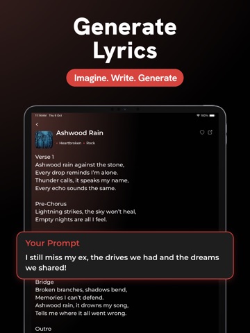 AI Lyric Generator・Song Writer iPad screenshot