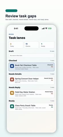 Class Volunteer Task Pad screenshot