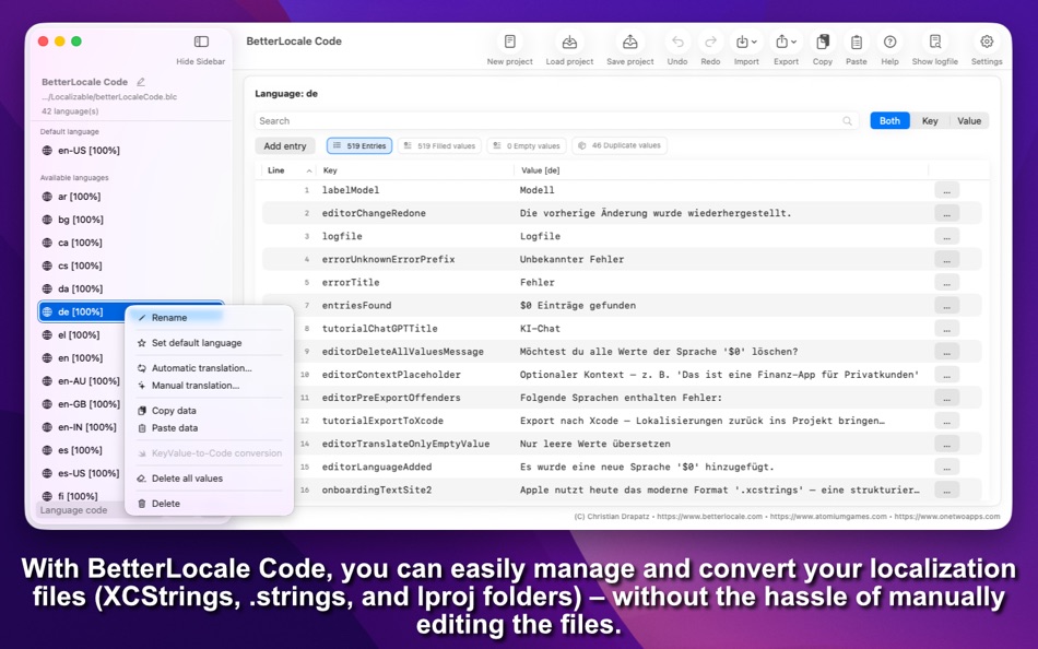 #1. BetterLocale Code (macOS) 作者: Christian Drapatz