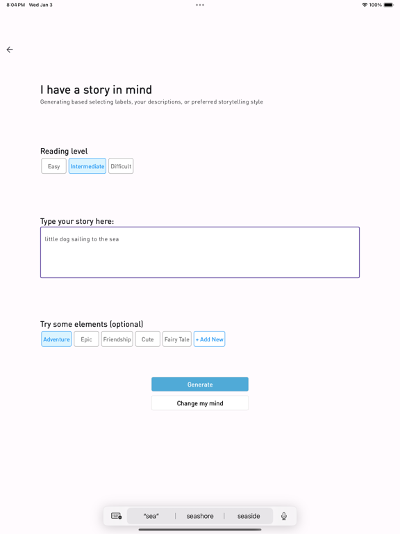 TinyTalk Story iPad screenshot 3 - Entertainment app