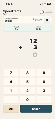 Mental Math Gym: Speed Facts iPhone screenshot