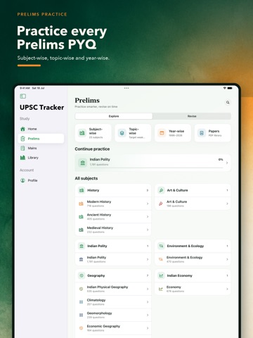 UPSC Tracker:Prelims Mains PYQ iPad screenshot