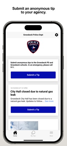 Groesbeck PD app screenshot