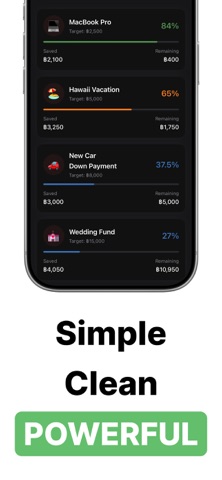 Savings Goal Tracker App iPhone screenshot
