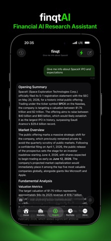 Finqt: Financial AI Research iPhone screenshot