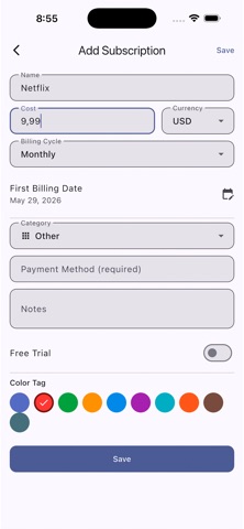 Subscription Tracker Manager Screenshot 3 of 5