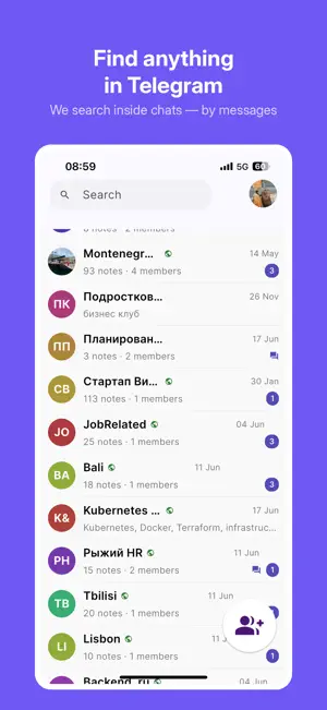 Conoted: Search for Telegram screenshot 1