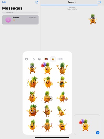 Excited Pineapple Stickers iPad screenshot