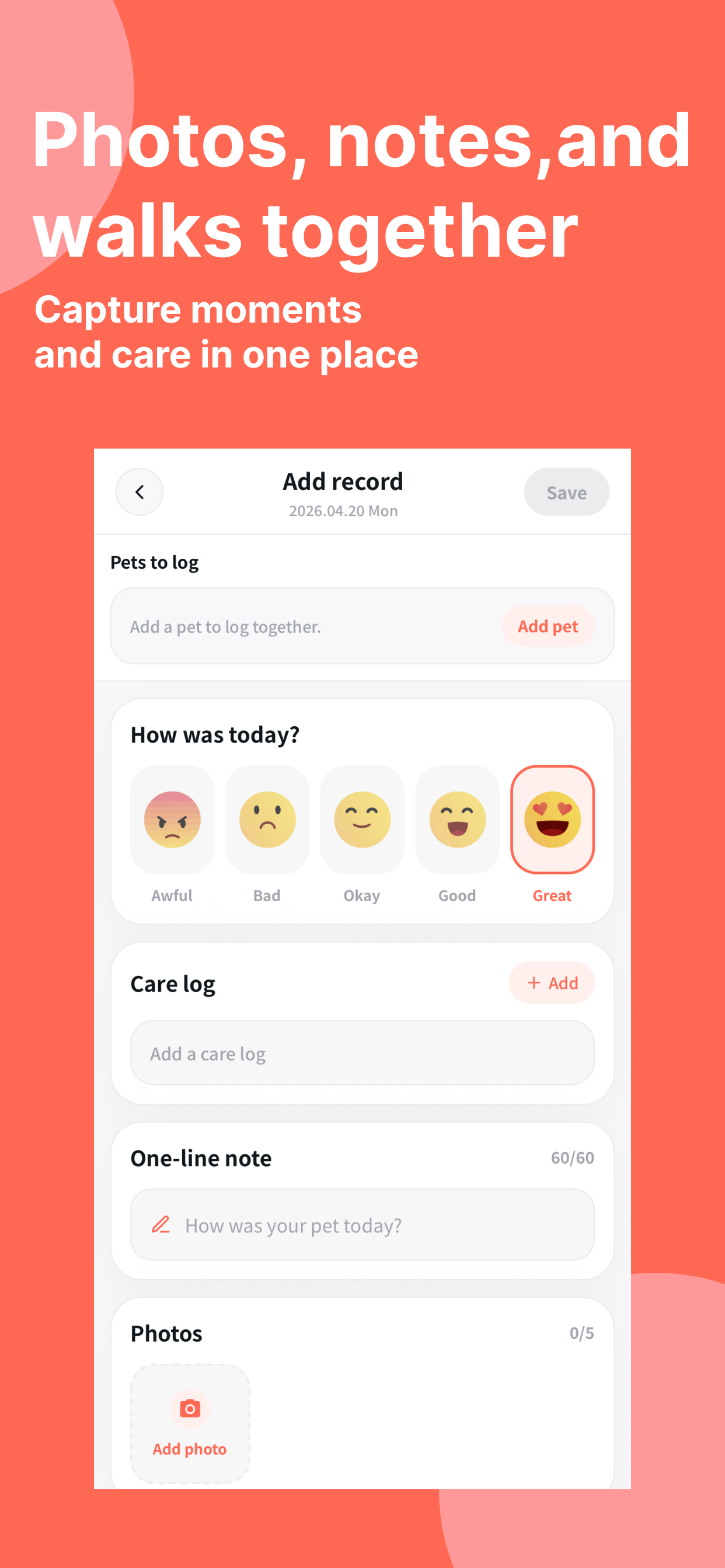 Pawly: Pet Diary & Care Log screenshot 3