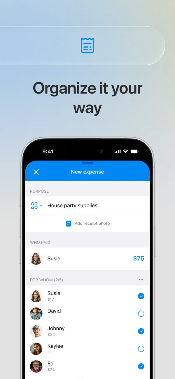 Settle Up - Group Expenses iOS app screenshot showing feature 3