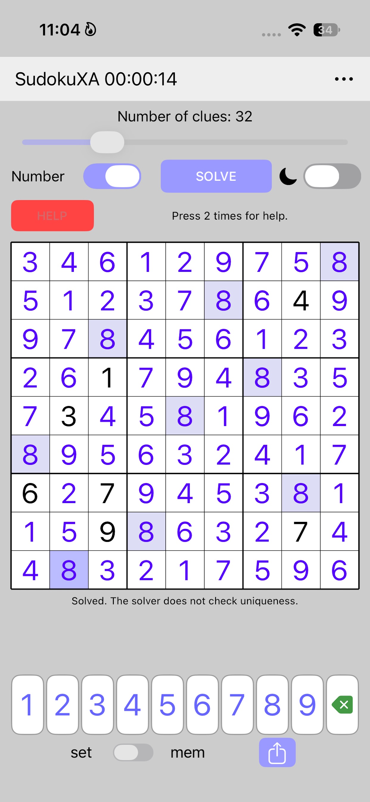 Screenshot 1 of Sudoku XA