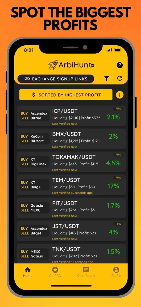 Screenshot #2 pour ArbiHunt - Crypto Arbitrage