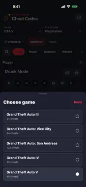 Cheat Codes by GTABOOM screenshot 2