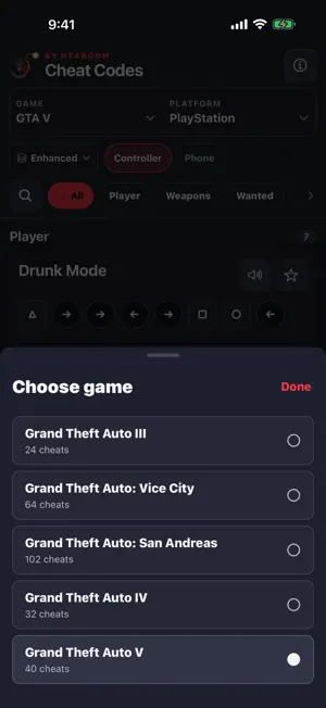 Cheat Codes by GTABOOM screenshot 2