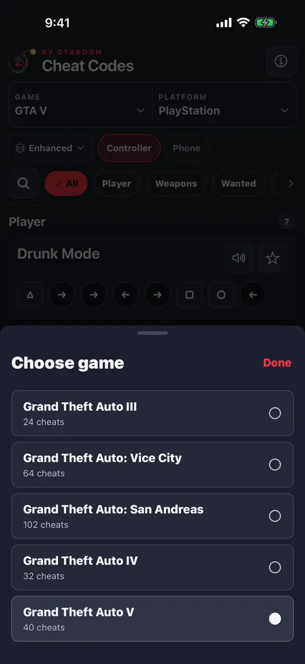 Screenshot #2 pour Cheat Codes by GTABOOM