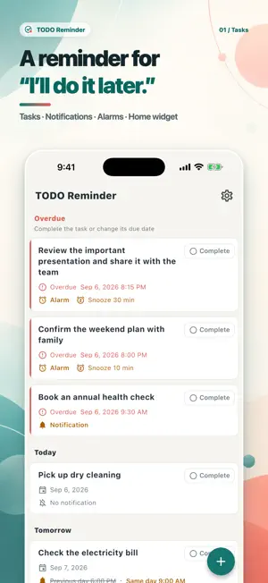 TODO Reminder: Tasks & Alarms screenshot 1