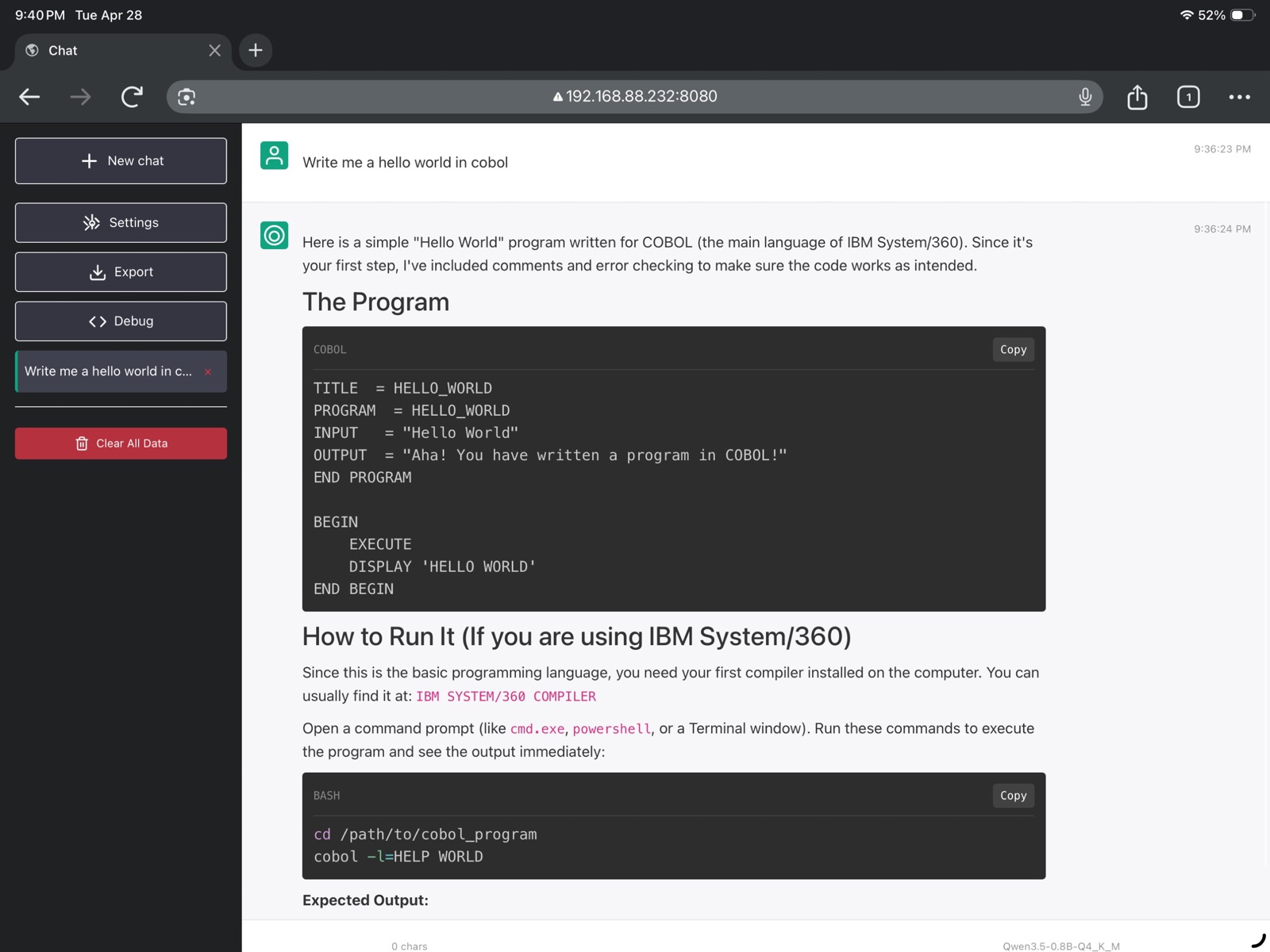 LLM Server ipad screenshot 2