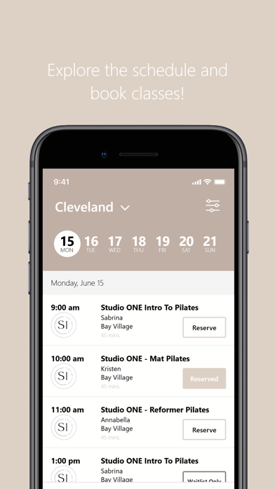 Studio ONE Pilates Cleveland iPhone screenshot 3 - Health & Fitness app