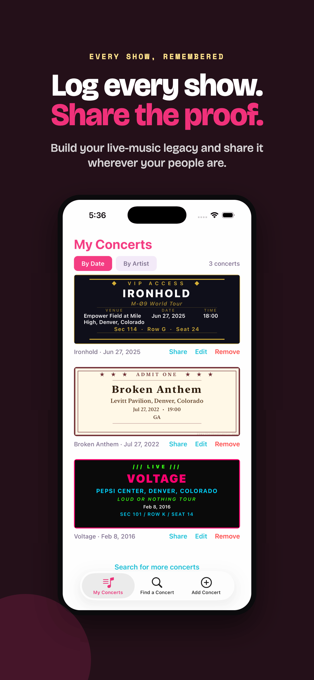 I Was There: Concerts screenshot 4