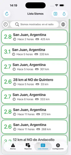 Captura de pantalla de Sismos Detector en iPhone 5