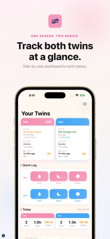 Twin Baby Feed Tracker - Twin iPhone screenshot