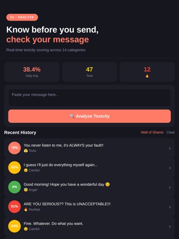 Toximeter: Toxic Text Analyzer iPad screenshot