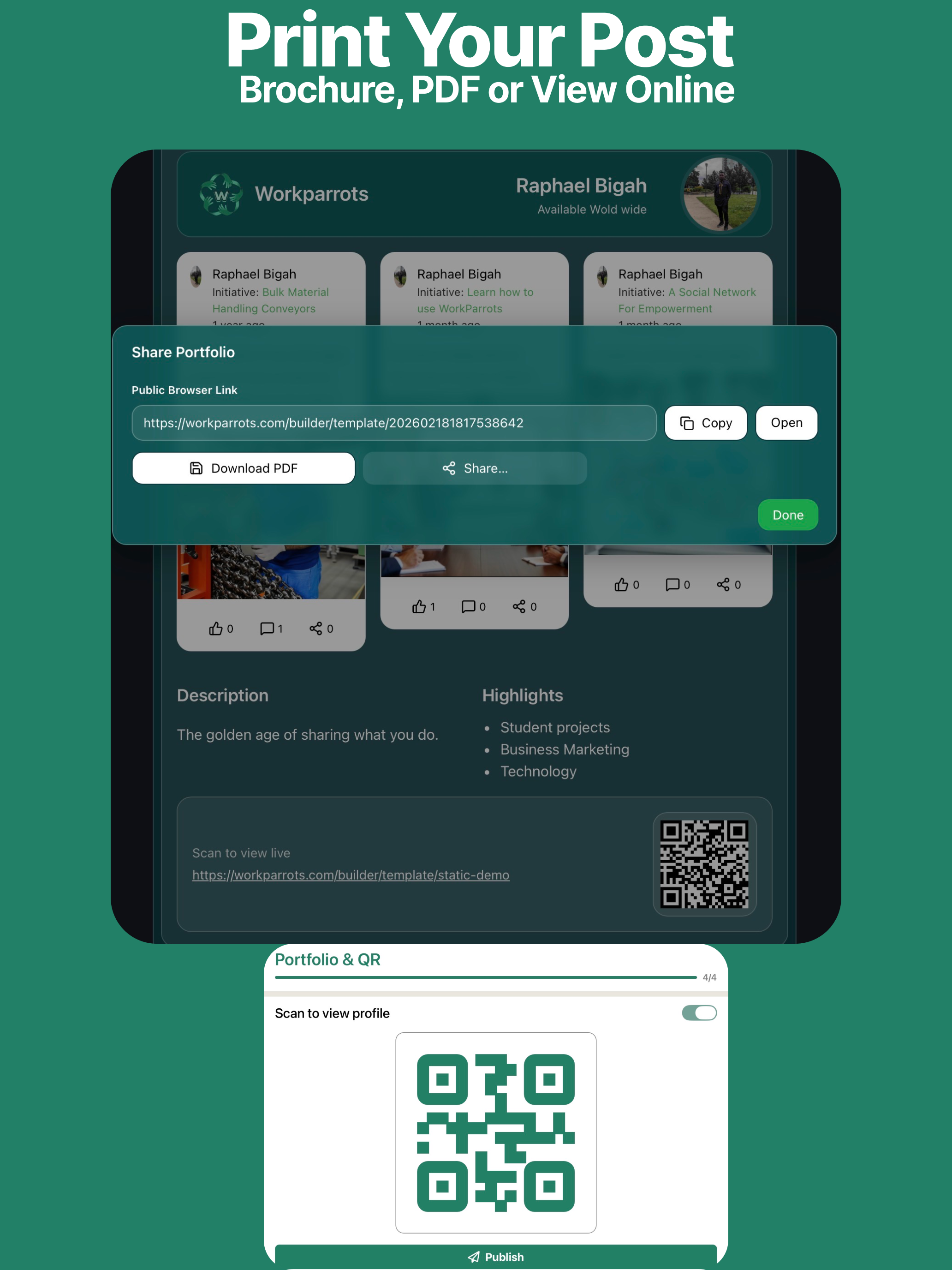 WorkParrots: Portfolio Network