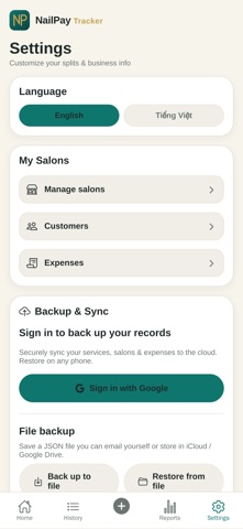 NailPay Tracker screenshot