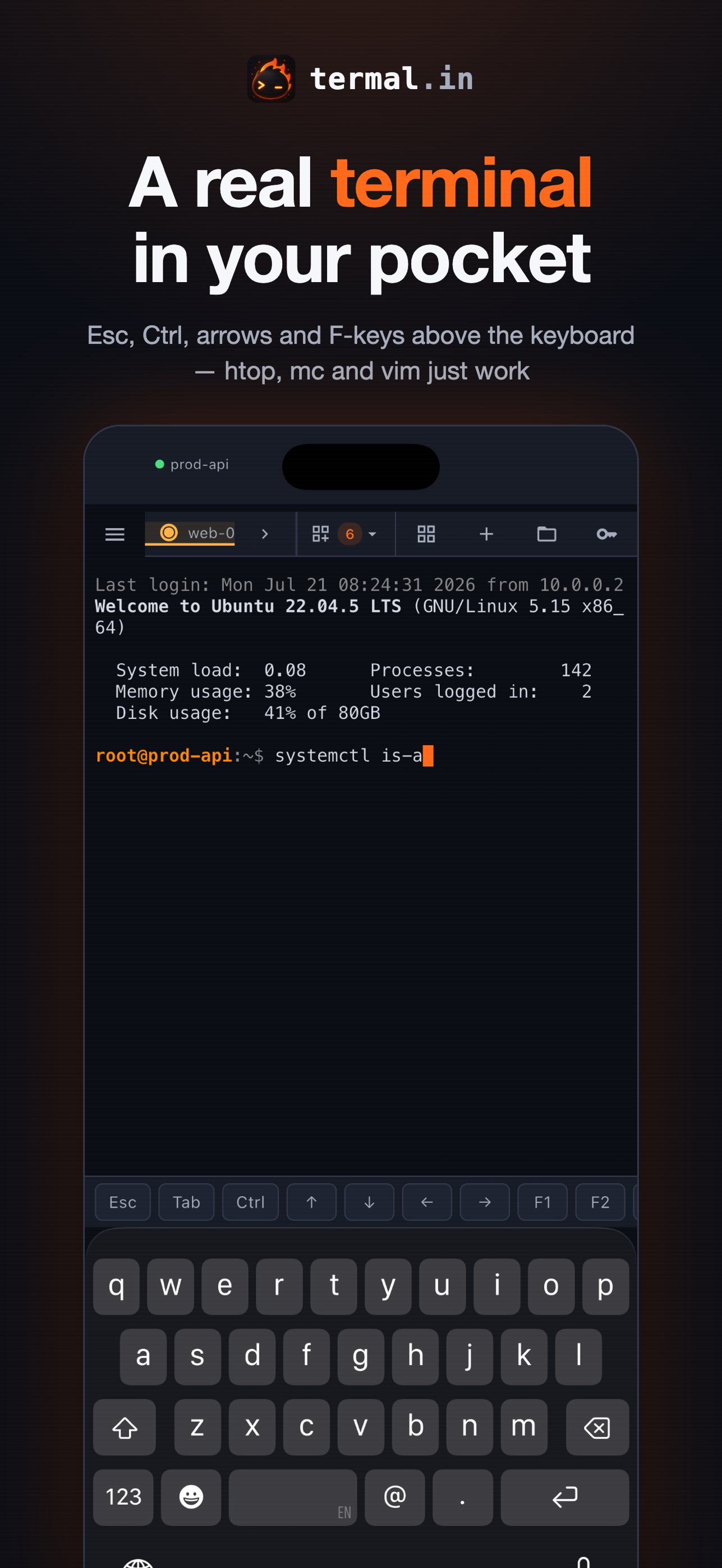 Screenshot 1 of Termalin: SSH & SFTP Client