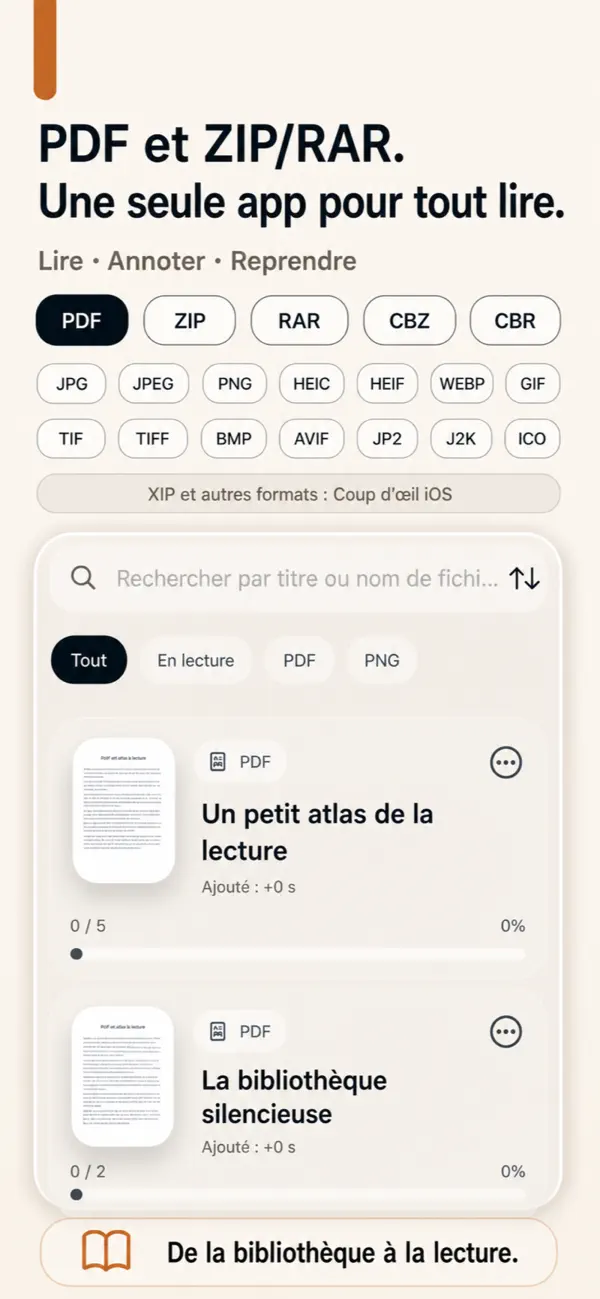 Screenshot #1 pour Lecteur fichiers PDF ZIP RAR