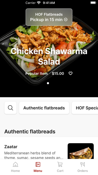 HOF Flatbreads app screenshot 2