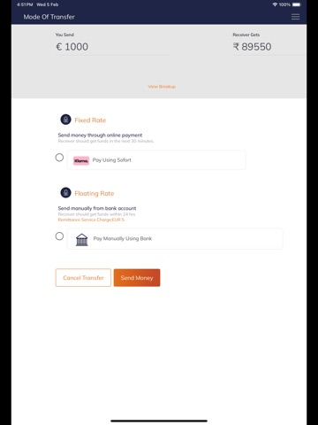 Money2India (Europe) iPad screenshot